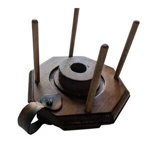 Vintage Wooden Hurricane Candle Holder Chamberstick Farmhouse